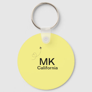 Simple minimal monogram add text travel plane phot keychain