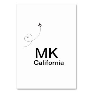 Simple minimal monogram add text travel plane phot table number