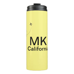 Simple minimal monogram add text travel plane phot thermal tumbler