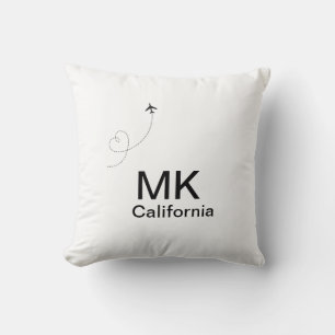 Simple minimal monogram add text travel plane phot throw pillow