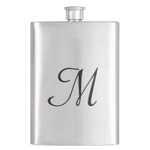 simple minimal monogram logo elegant personalized hip flask