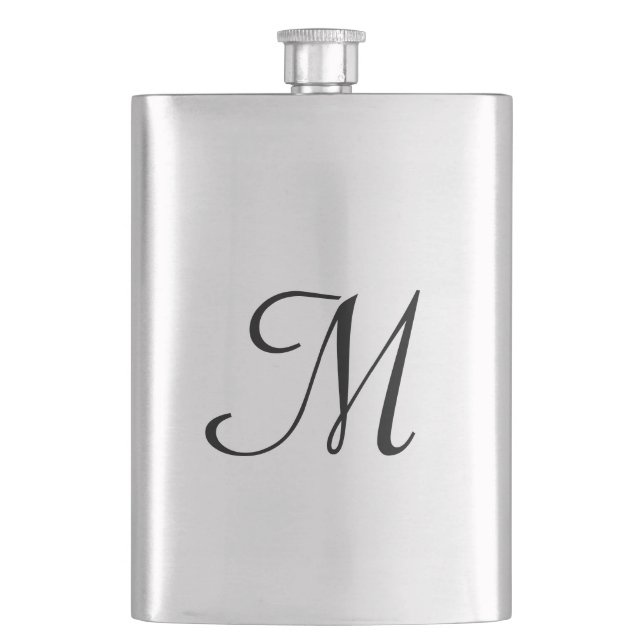 simple minimal monogram logo elegant personalized hip flask (Front)