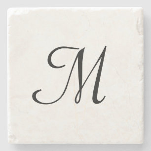 simple minimal monogram logo elegant personalized stone coaster