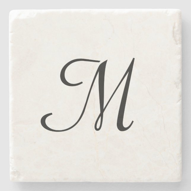 simple minimal monogram logo elegant personalized  stone coaster (Front)
