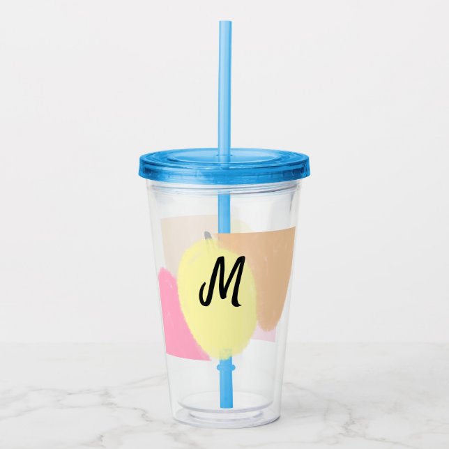 simple minimal monogram logo personalized baking   acrylic tumbler (Front)