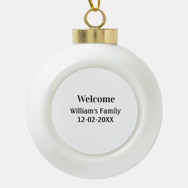 simple minimal monogram logo personalized baking   ceramic ball christmas ornament (Front)
