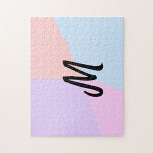 simple minimal monogram logo personalized baking jigsaw puzzle