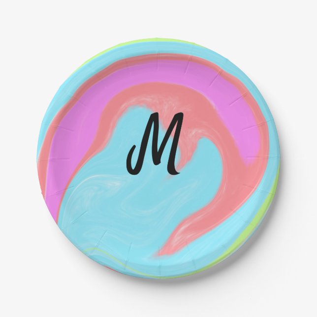 simple minimal monogram logo personalized baking   paper plate (Front)