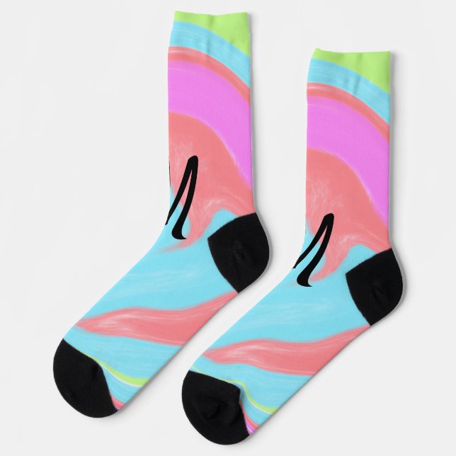 simple minimal monogram logo personalized baking   socks (Left)