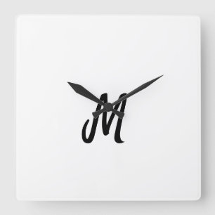 simple minimal monogram logo personalized baking square wall clock