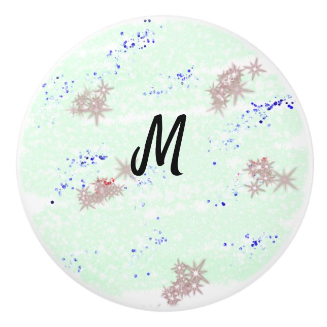 simple minimal monogram logo personalized baking t ceramic knob (Front)