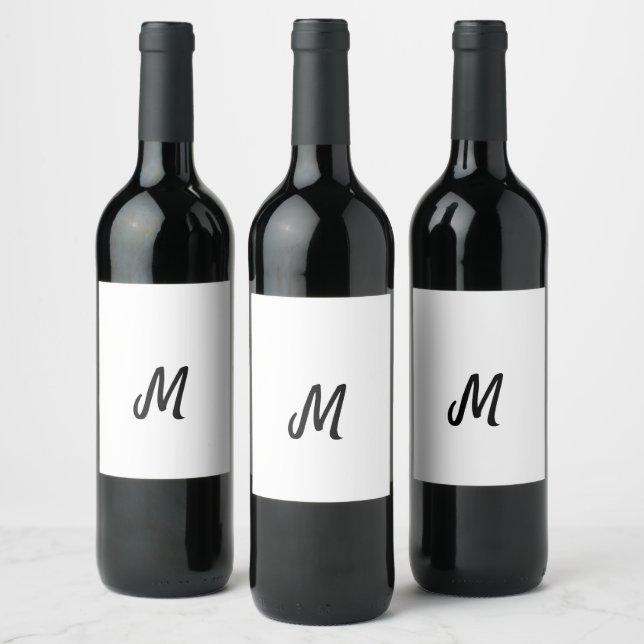 simple minimal monogram logo personalized baking   wine label (Bottles)