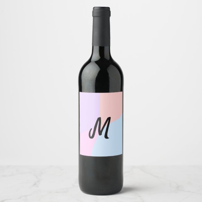 simple minimal monogram logo personalized baking   wine label (Front)