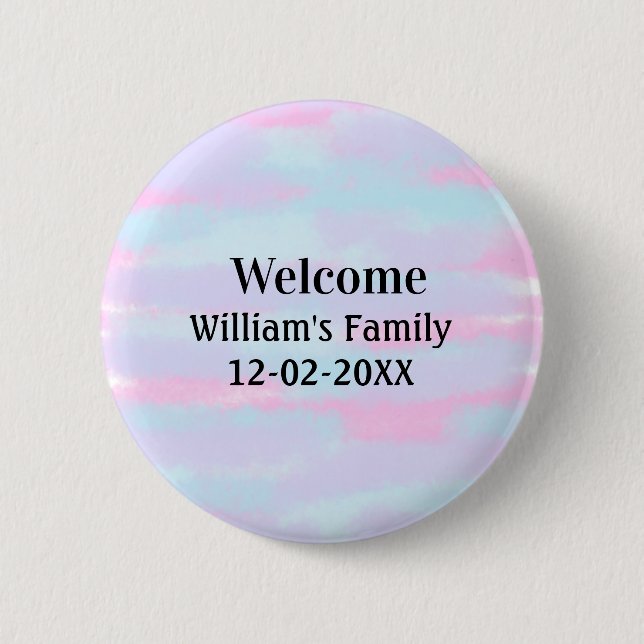 simple minimal monogram logo personalized welcome 2 inch round button (Front)