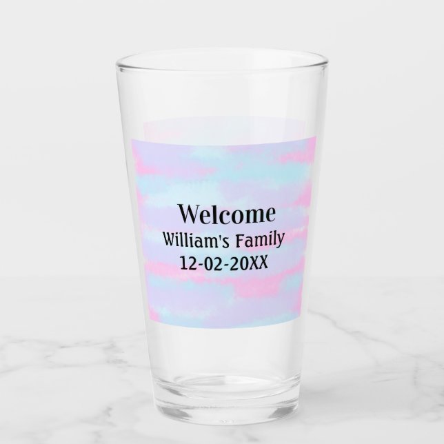 simple minimal monogram logo personalized welcome glass (Front)