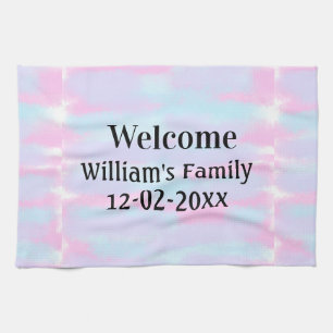 simple minimal monogram logo personalized welcome kitchen towel