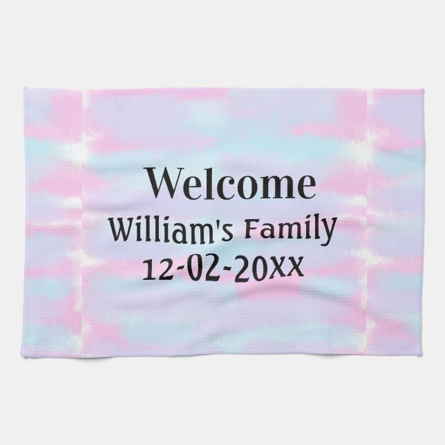 simple minimal monogram logo personalized welcome kitchen towel (Horizontal)