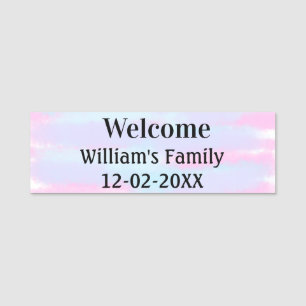 simple minimal monogram logo personalized welcome name tag