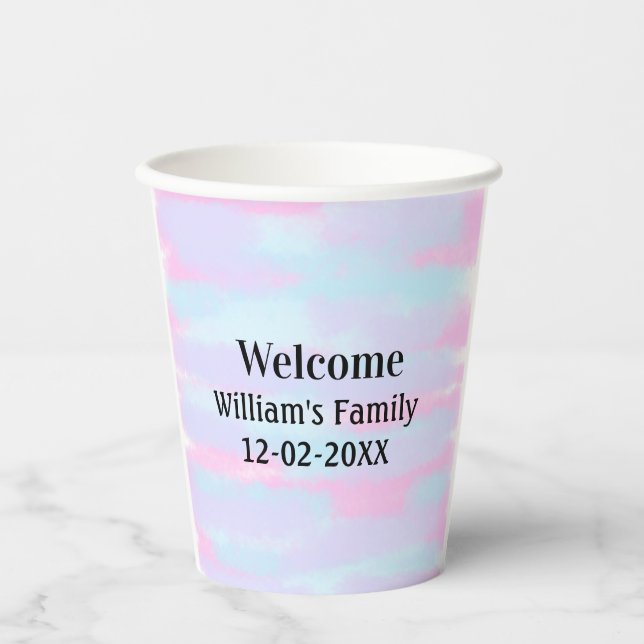 simple minimal monogram logo personalized welcome paper cups (Front)