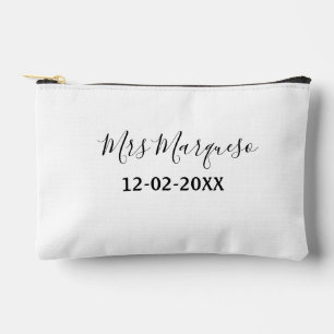 simple minimal monogram mrs Mr name date year Thro Accessory Pouch