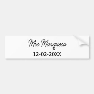 simple minimal monogram mrs Mr name date year Thro Bumper Sticker