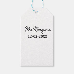 simple minimal monogram mrs Mr name date year Thro Gift Tags