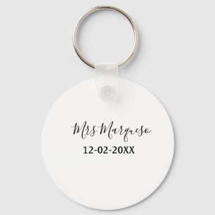 simple minimal monogram mrs Mr name date year Thro Keychain