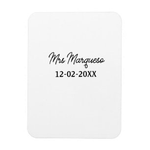 simple minimal monogram mrs Mr name date year Thro Magnet