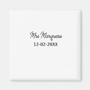 simple minimal monogram mrs Mr name date year Thro Magnet