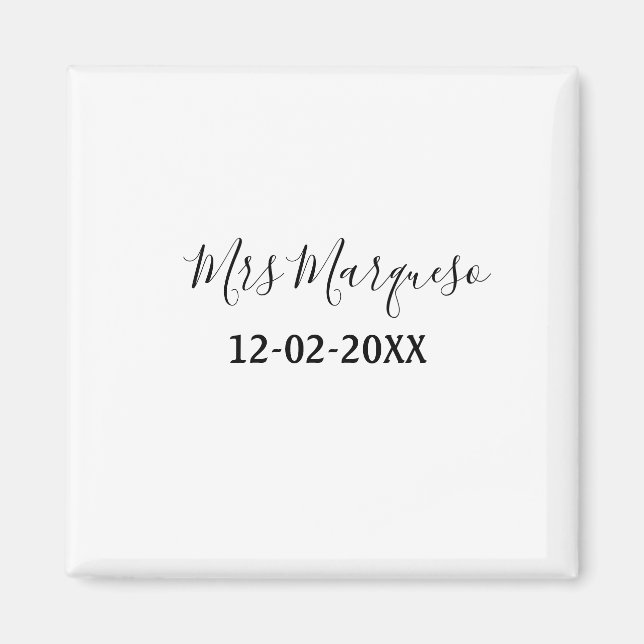 simple minimal monogram mrs Mr name date year Thro Magnet (Front)