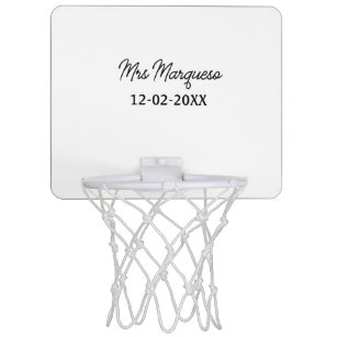 simple minimal monogram mrs Mr name date year Thro Mini Basketball Hoop