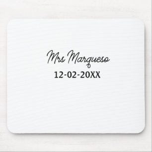 simple minimal monogram mrs Mr name date year Thro Mouse Pad