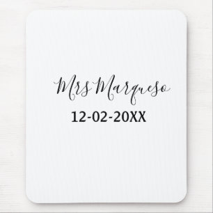simple minimal monogram mrs Mr name date year Thro Mouse Pad