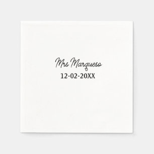 simple minimal monogram mrs Mr name date year Thro Napkin