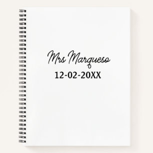 simple minimal monogram mrs Mr name date year Thro Notebook