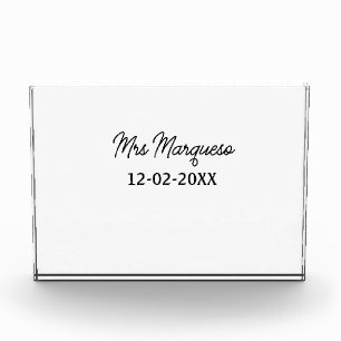simple minimal monogram mrs Mr name date year Thro Photo Block