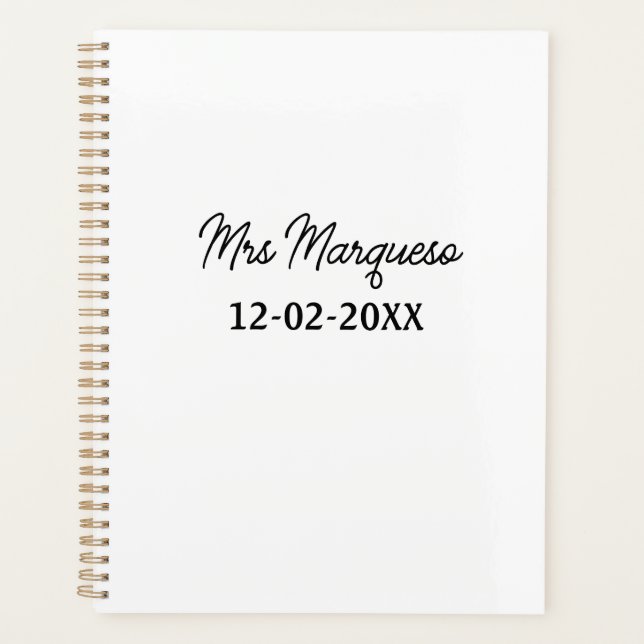 simple minimal monogram mrs Mr name date year Thro Planner (Front)
