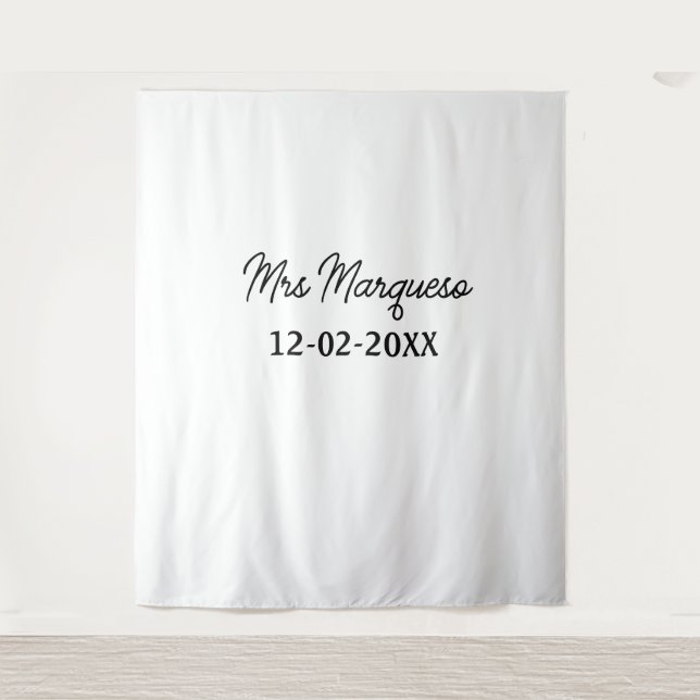 simple minimal monogram mrs Mr name date year Thro Tapestry (Front)