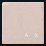 Simple Minimal Monogram Pink Custom Initials Stone Coaster<br><div class="desc">Can be fully customized to suit your needs. © Gorjo Designs. Made for you via the Zazzle platform. // Looking for matching items? Other stationery from the set available in the ‘collections’ section of my store. // Need help customizing your design? Got other ideas? Feel free to contact me (Zoe)...</div>