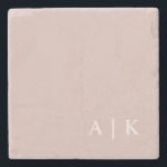 Simple Minimal Monogram Pink Custom Initials Stone Coaster<br><div class="desc">Can be fully customized to suit your needs. © Gorjo Designs. Made for you via the Zazzle platform. // Looking for matching items? Other stationery from the set available in the ‘collections’ section of my store. // Need help customizing your design? Got other ideas? Feel free to contact me (Zoe)...</div>
