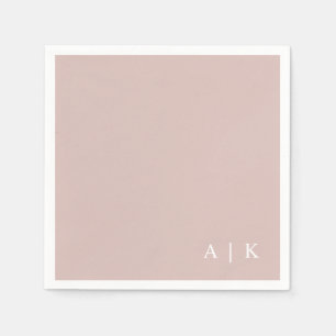 Simple Minimal Monogram Pink Custom Wedding Napkin