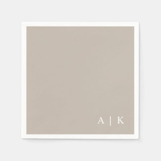 Simple Minimal Monogram Taupe Custom Wedding Napkin
