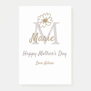 simple minimal mother's day monogram golden gray f post-it notes