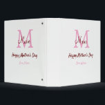 simple minimal mother's day monogram pink name tex binder<br><div class="desc">beautiful design</div>