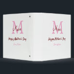 simple minimal mother's day monogram pink name tex binder<br><div class="desc">beautiful design</div>