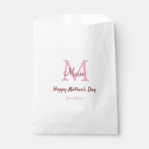 simple minimal mother's day monogram pink name tex favour bag