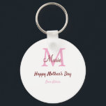 simple minimal mother's day monogram pink name tex keychain<br><div class="desc">beautiful design</div>