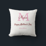 simple minimal mother's day monogram pink name tex throw pillow<br><div class="desc">beautiful design</div>