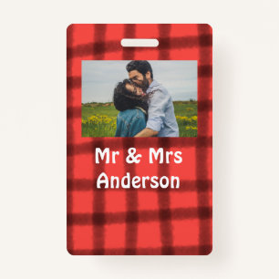 Simple minimal mr and mrs add your name photo red badge