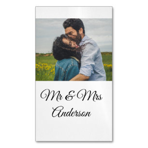 Simple minimal mr and mrs add your name photo wedd Magnetic business card